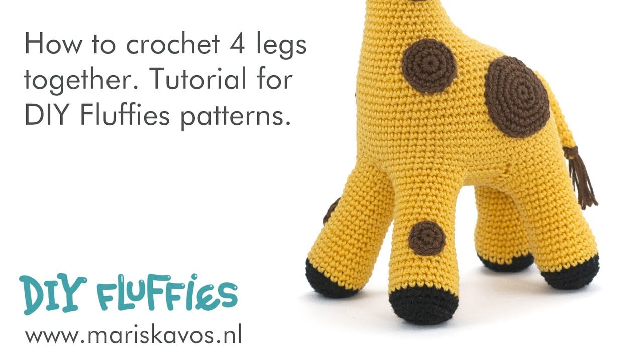 How to crochet 4 legs together. Tutorial for DIY Fluffies Amigurumi patterns.
