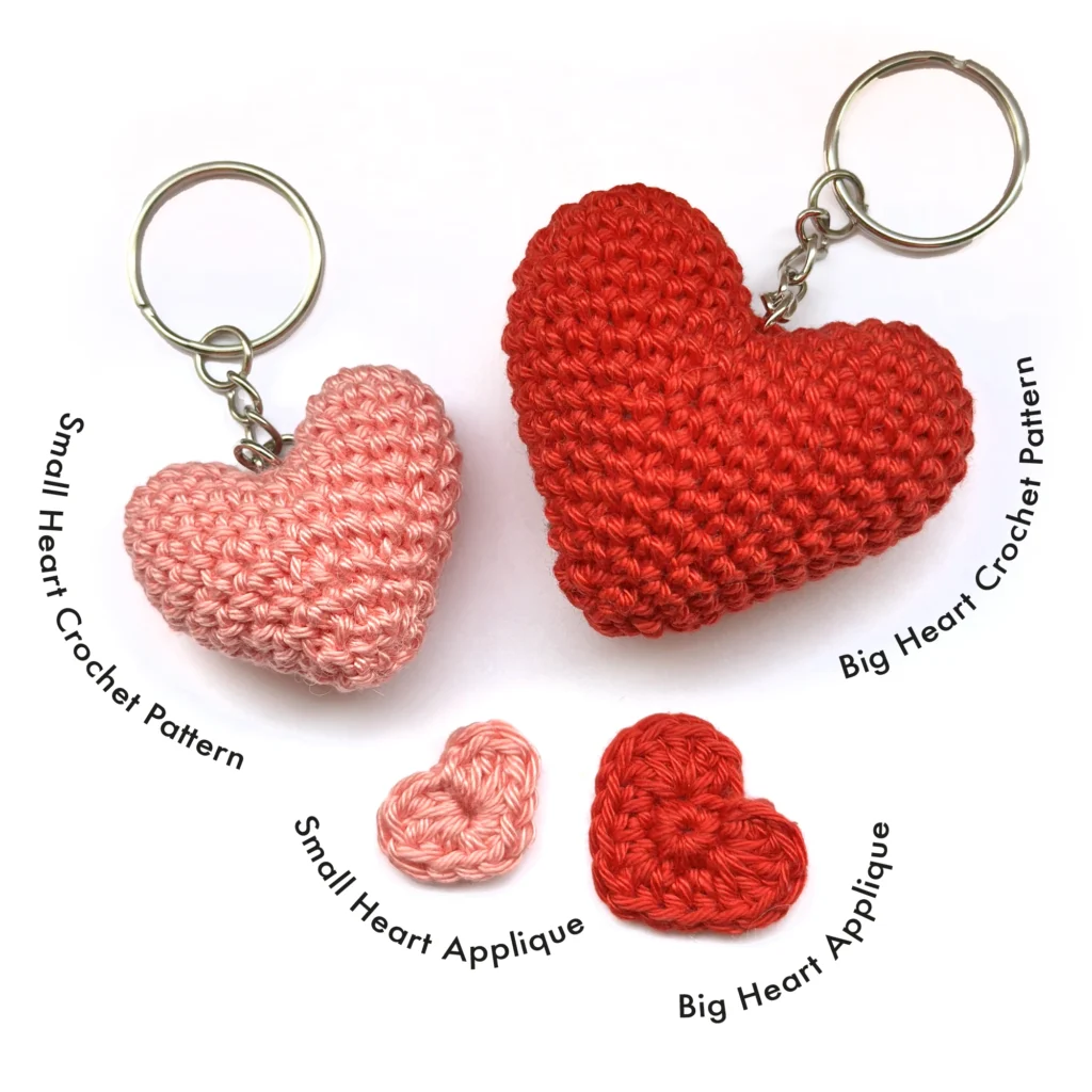 hearts keychain crochet pattern