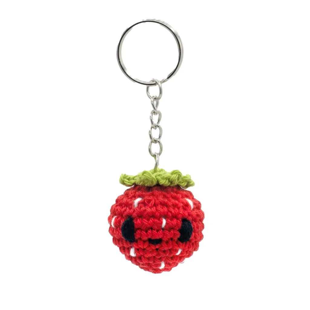 Strawberry keychain crochet fruit pattern