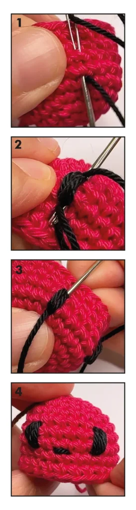 radish crochet embroider eyes