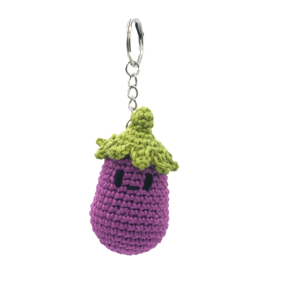 eggplant keychain crochet pattern