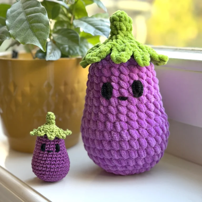 free eggplant crochet pattern.